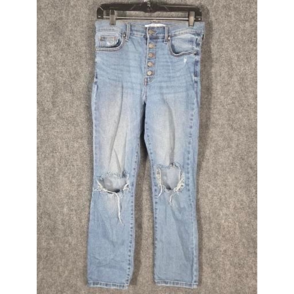 Celebrity Pink Womens High Rise Button Fly Distressed Straight Leg Jeans Sz 9/29
